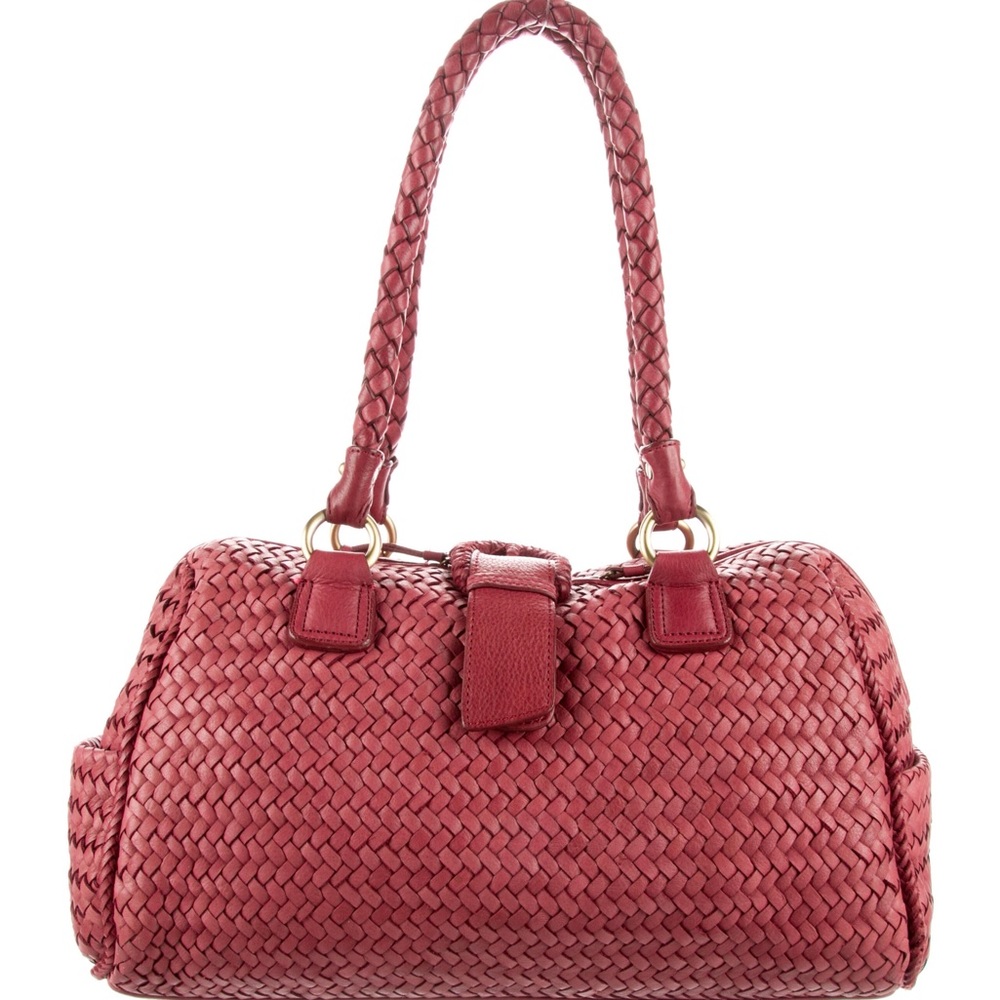 Donald Pliner large woven leather satchel bag